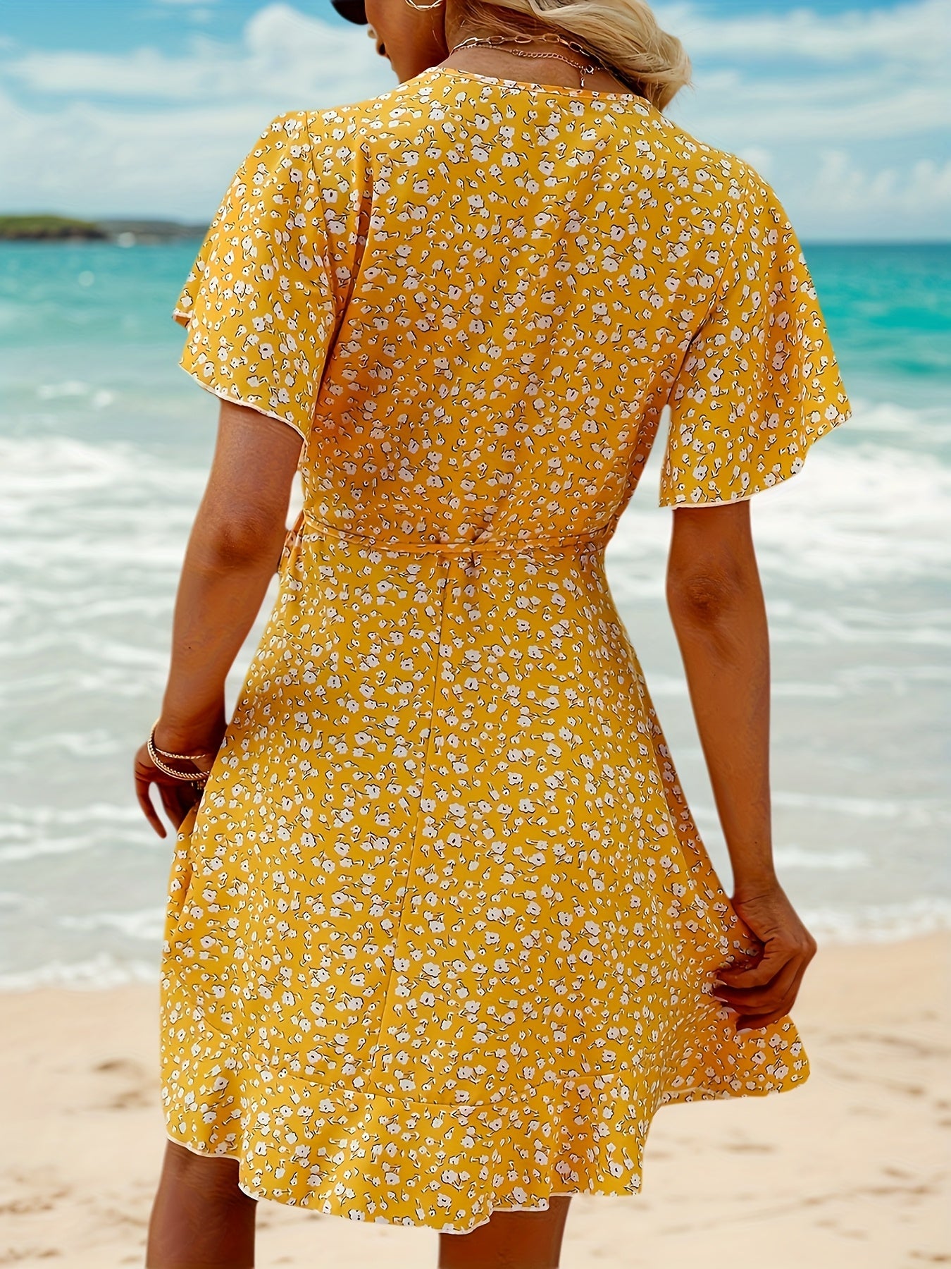 Women's Fortune-Attracting Directional Ruffle Hem Maxi Dress