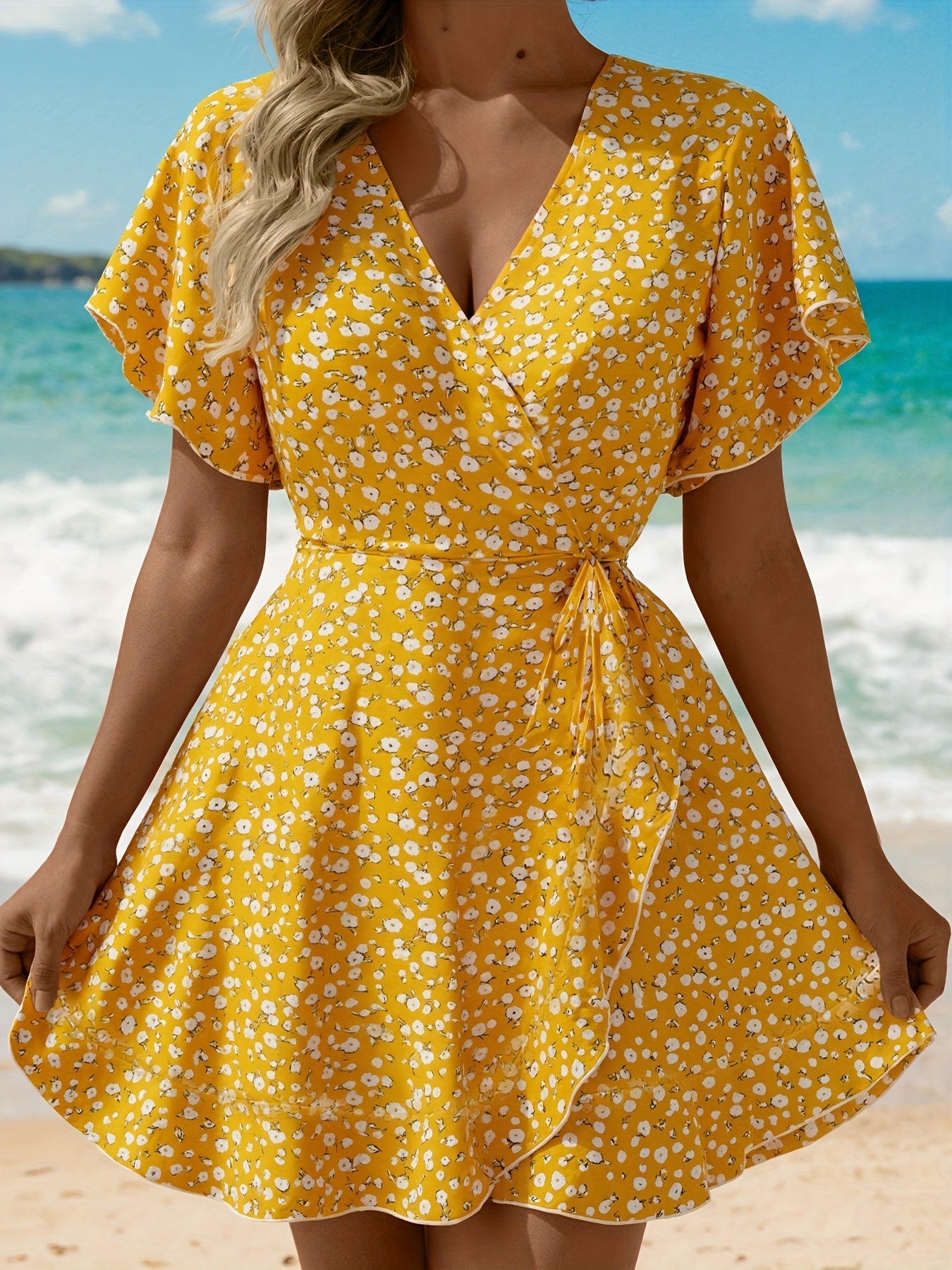 Women's Fortune-Attracting Directional Ruffle Hem Maxi Dress