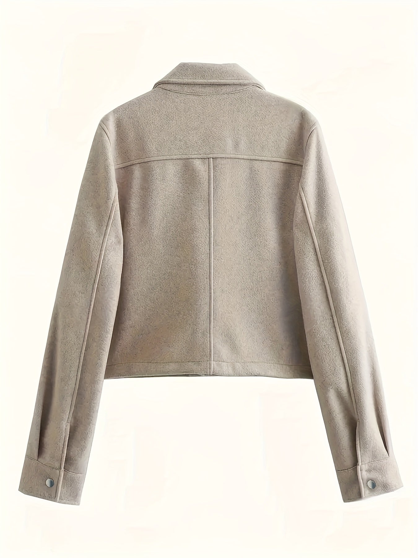 Cropped Black Jacket Women Button Front Long Sleeve