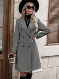 Wool Blend Long Coat Women Double Breasted Mid Length