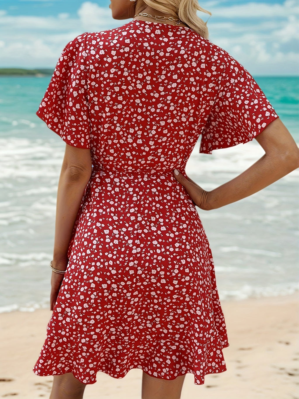 Women's Fortune-Attracting Directional Ruffle Hem Maxi Dress