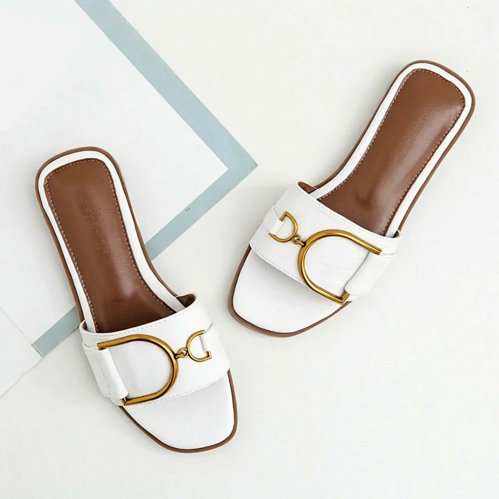 Elegant Square Toe Slide Sandals