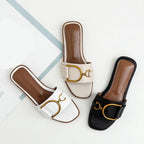 Elegant Square Toe Slide Sandals