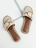 Elegant Square Toe Slide Sandals