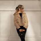 Cropped Trench Coat Women Double Breasted Short Jacket