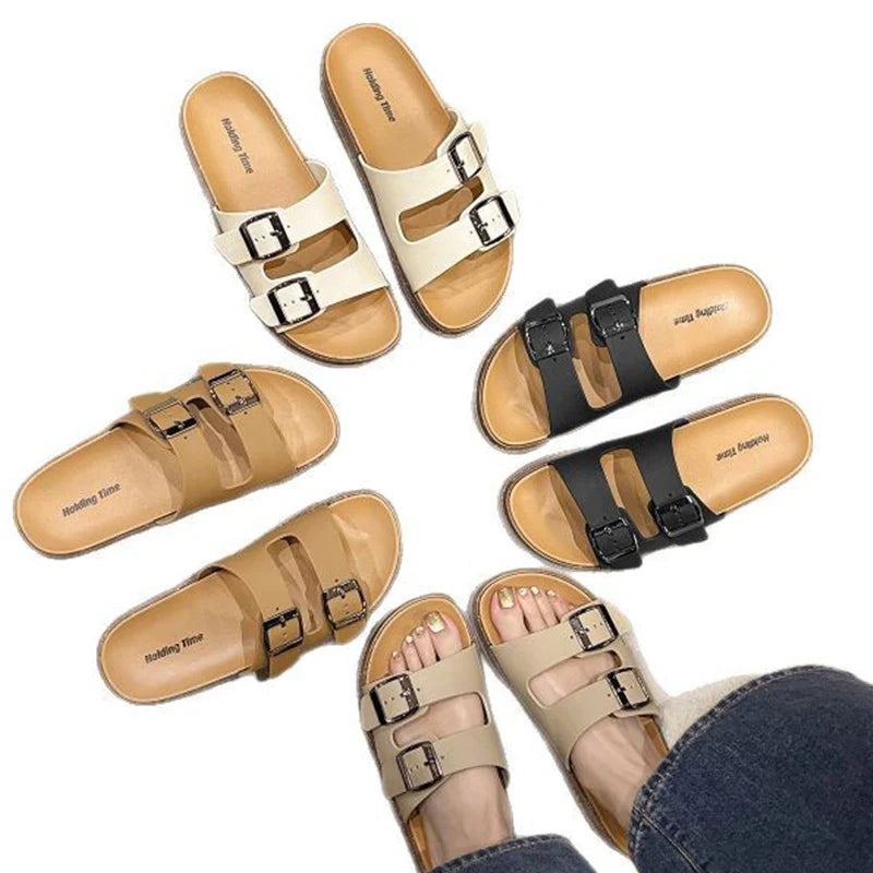 Smile POP 2025 Double Strap Women’s Summer Slippers with Adjustable Buckles