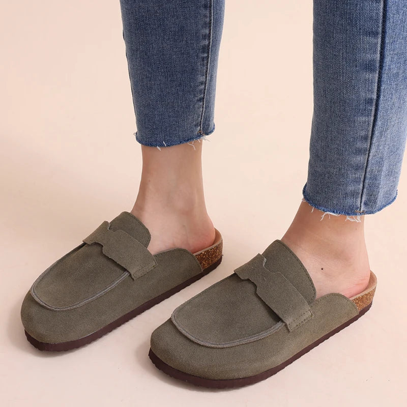 Smile Summer Fashion Women’s Suede Mules Cork Clog Slippers