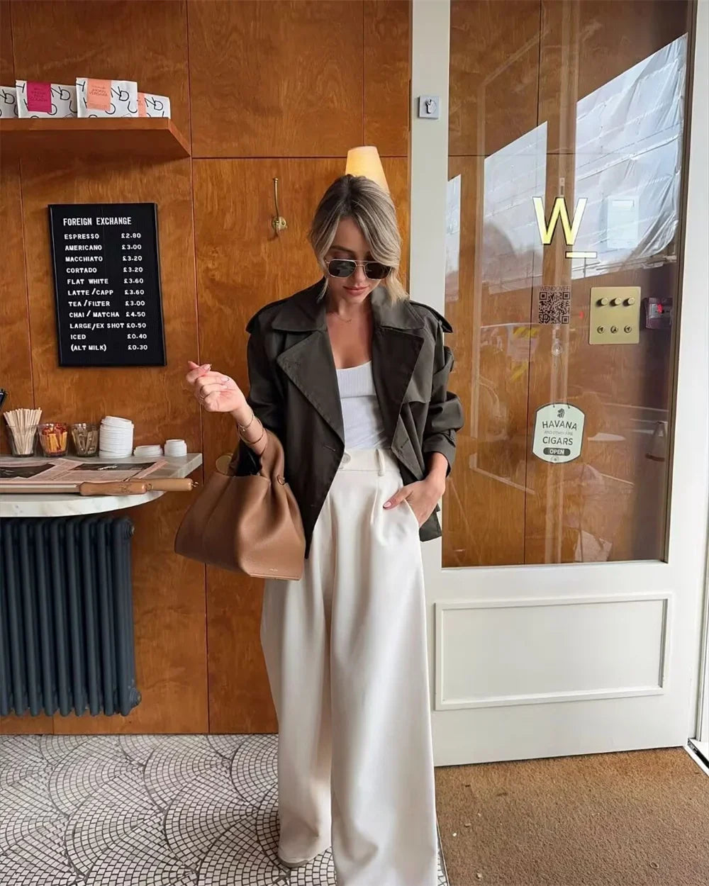 Cropped Trench Coat Women Double Breasted Short Jacket