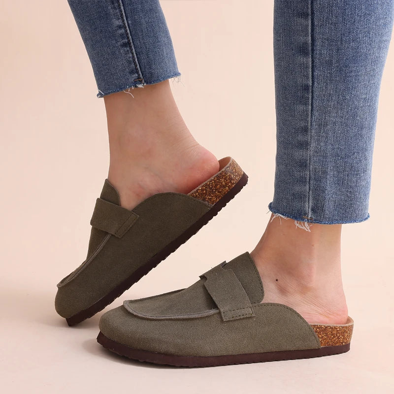 Smile Summer Fashion Women’s Suede Mules Cork Clog Slippers