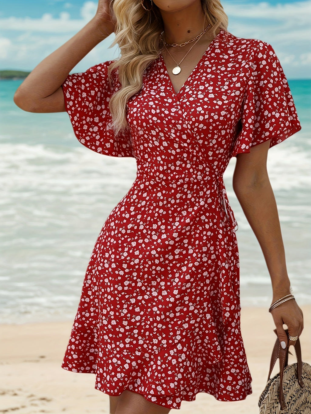 Women's Fortune-Attracting Directional Ruffle Hem Maxi Dress