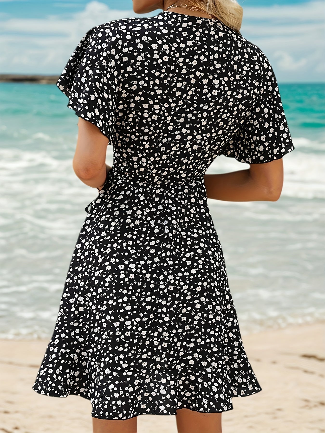 Women's Fortune-Attracting Directional Ruffle Hem Maxi Dress