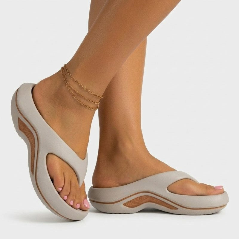 Dam bekväma flip-flops plattform ergonomisk - Brown