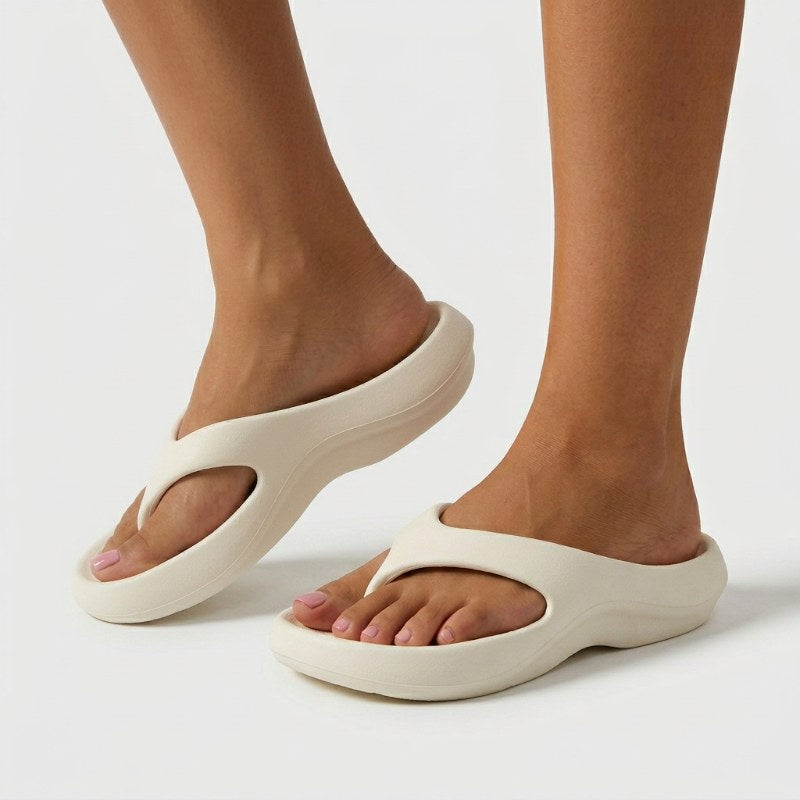 Dam bekväma flip-flops plattform ergonomisk - White