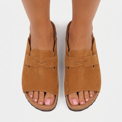 Dam bekväma loafers slip-on mocka - Brown