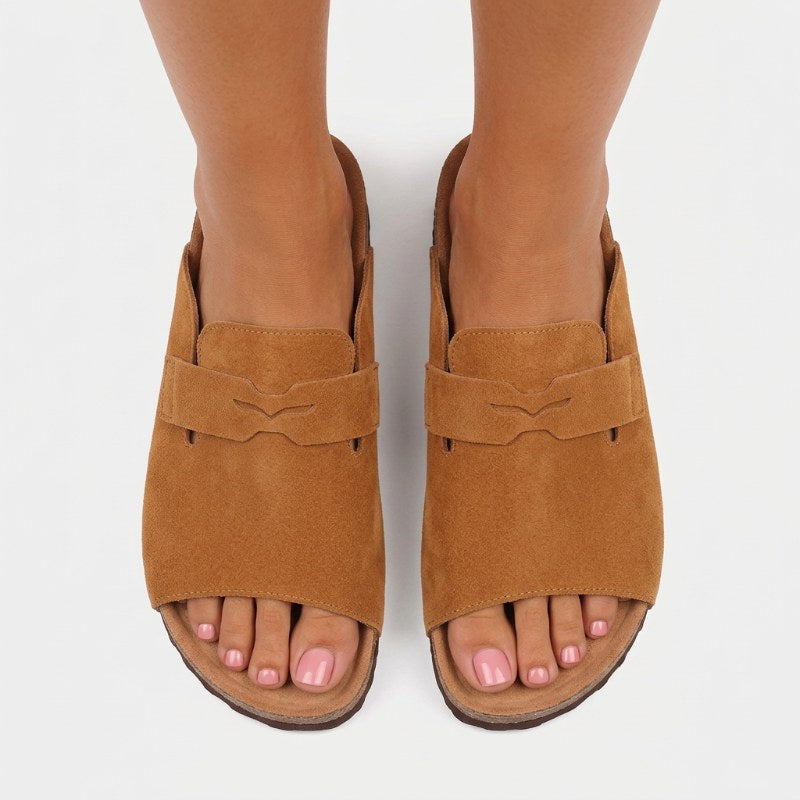 Dam bekväma loafers slip-on mocka - Brown