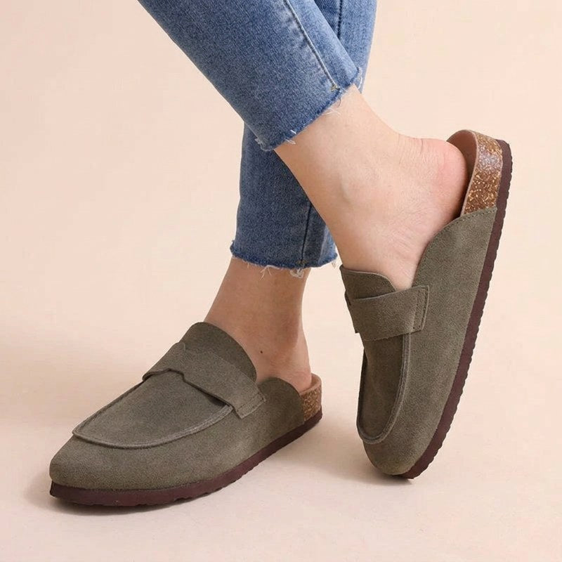 Dam bekväma loafers slip-on mocka - Green