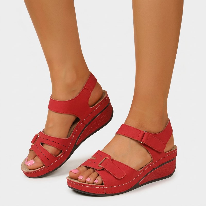 Dam bekväma sandaler plattform - Red
