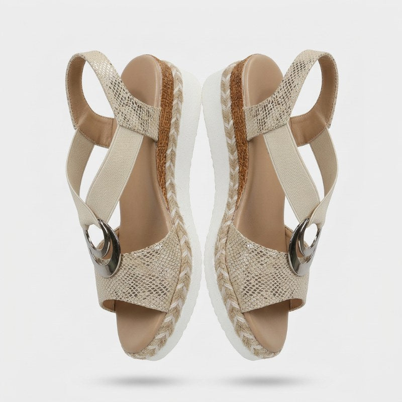 Dam sandaler kilklack espadrille - Beige