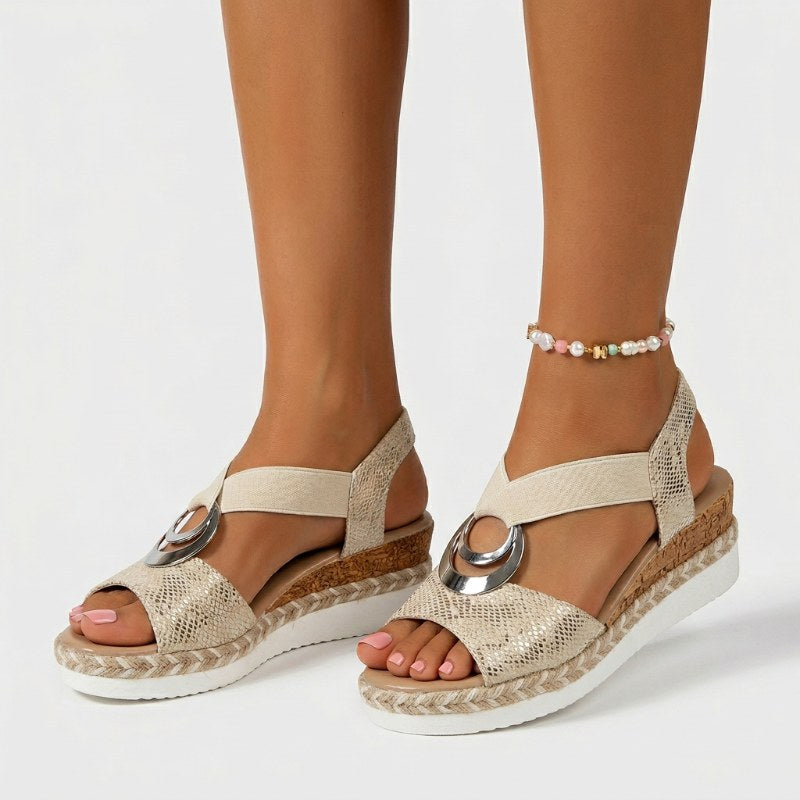 Dam sandaler kilklack espadrille - Beige