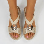 Dam sandaler kilklack espadrille - Beige