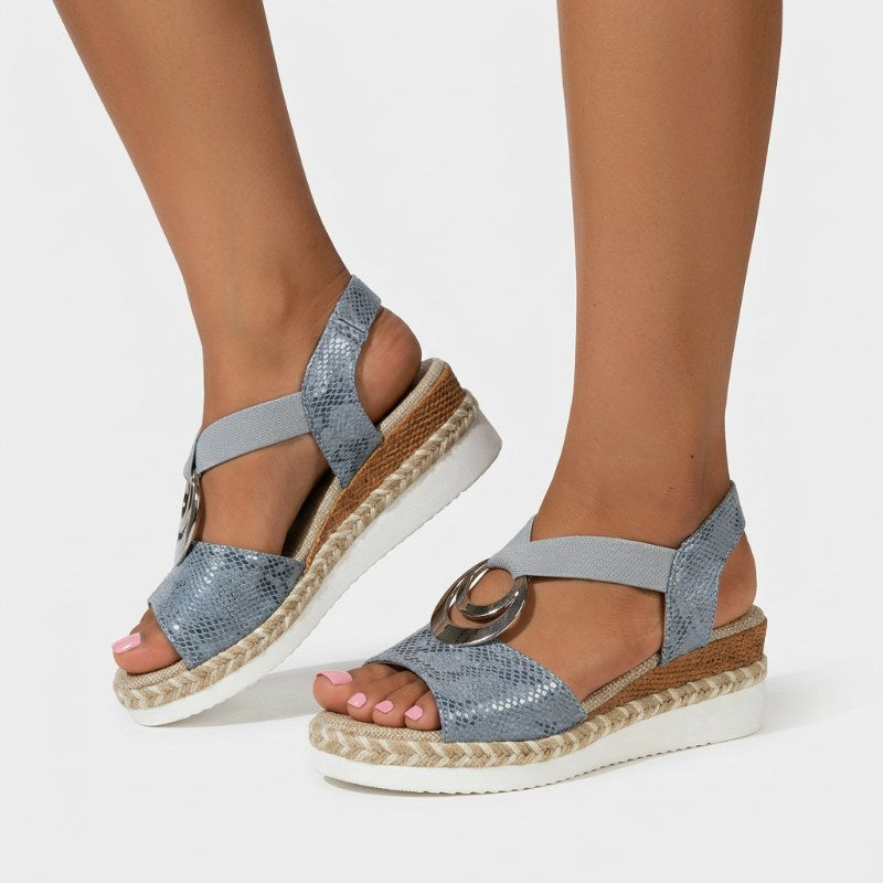 Dam sandaler kilklack espadrille - Blue