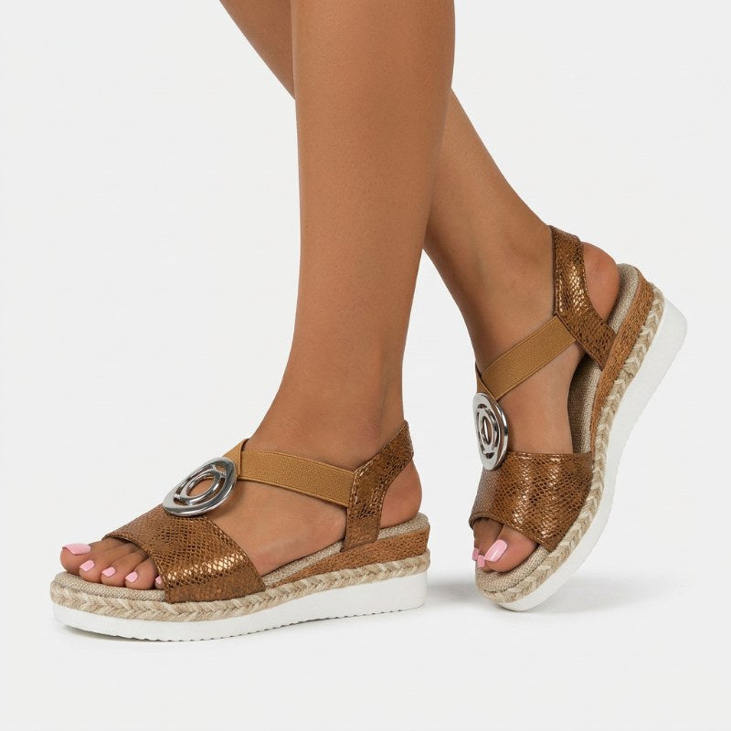 Dam sandaler kilklack espadrille - Brown