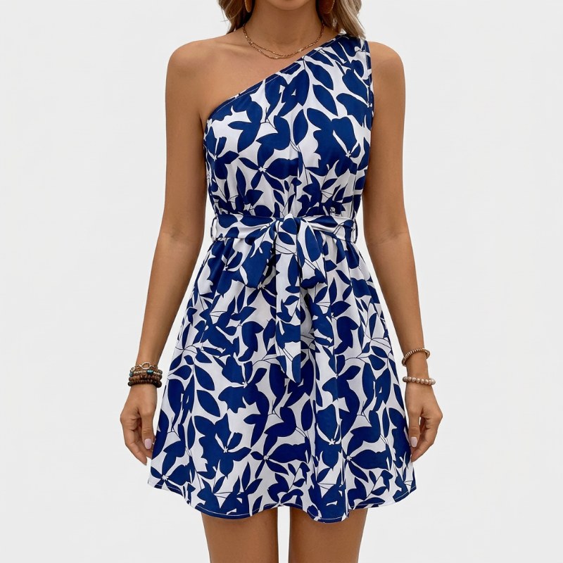 Dam sommarklänning one shoulder blommönster - Multicolor