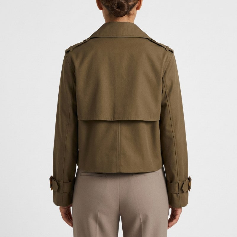 Dam trenchcoat kort dubbelknäppt - Brown