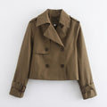 Dam trenchcoat kort dubbelknäppt - Brown