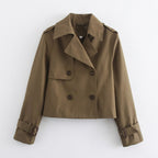 Dam trenchcoat kort dubbelknäppt - Brown