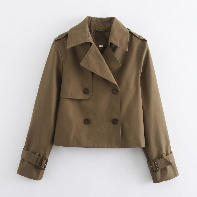 Dam trenchcoat kort dubbelknäppt - Brown