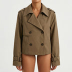 Dam trenchcoat kort dubbelknäppt - Brown