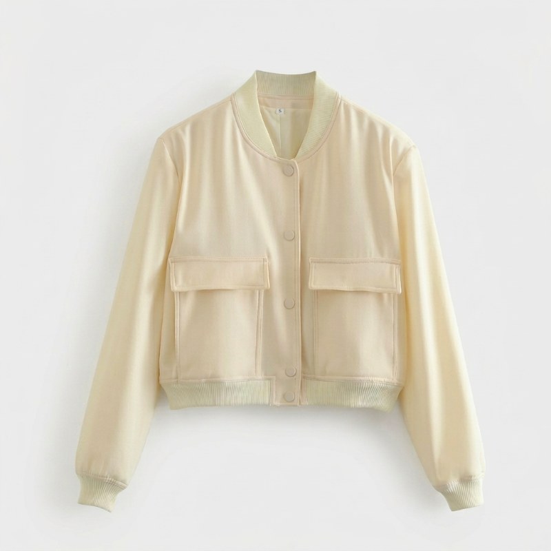 Women's bomber jacket casual oversized - Beige
