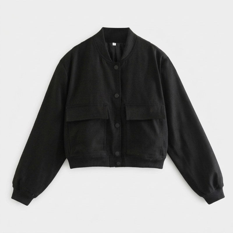 Women's bomber jacket casual oversized - Black
