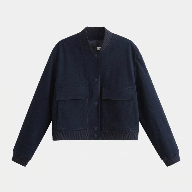 Women's bomber jacket casual oversized - Marinblå