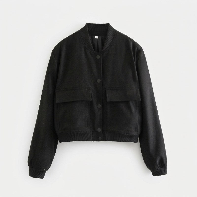 Women's bomber jacket casual oversized - Svart