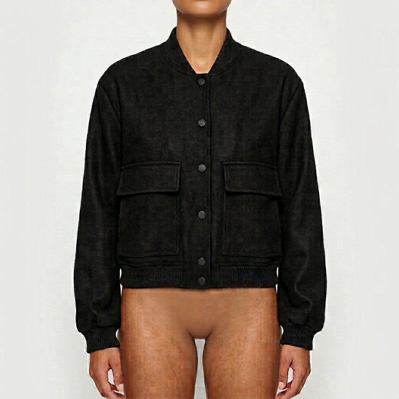 Women's bomber jacket casual oversized - Svart