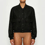 Women's bomber jacket casual oversized - Svart