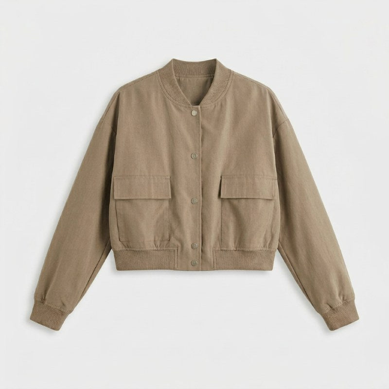 Women's comfortable bomber jacket casual oversized - Beige