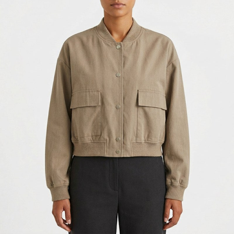 Women's comfortable bomber jacket casual oversized - Beige