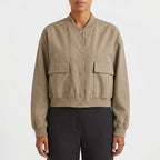 Women's comfortable bomber jacket casual oversized - Beige