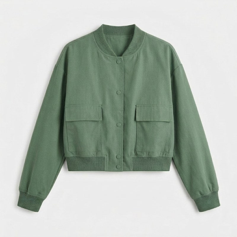 Women's comfortable bomber jacket casual oversized - Grön
