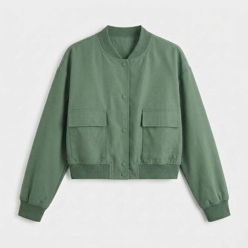 Women's comfortable bomber jacket casual oversized - Green