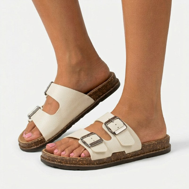Women's comfortable summer sandals double strap buckle - Vit