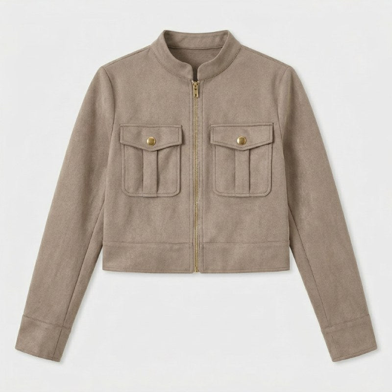 Women's lightweight bomber jacket short casual - Beige