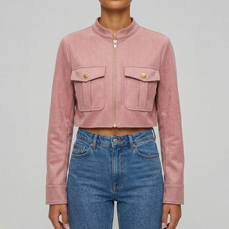 Women's lightweight bomber jacket short casual - Rosa
