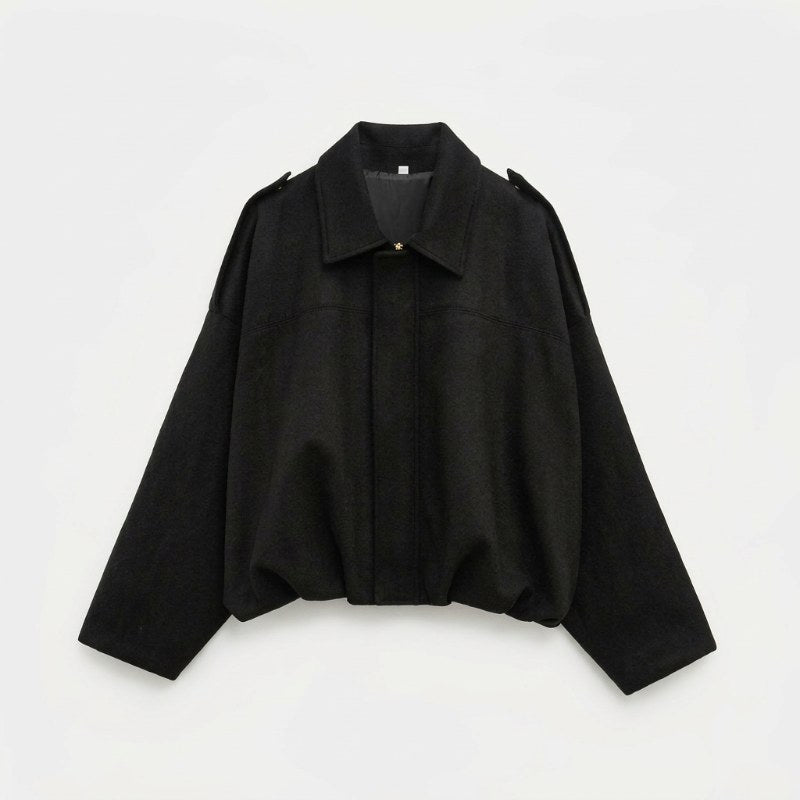 Women's oversized bomber jacket casual streetwear - Black