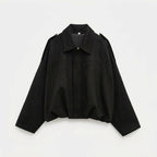 Women's oversized bomber jacket casual streetwear - Black