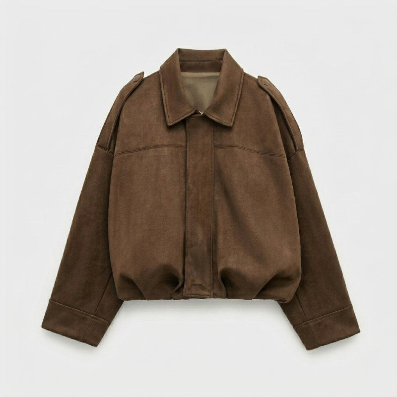 Women's oversized bomber jacket casual streetwear - Bronze