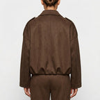Women's oversized bomber jacket casual streetwear - Brun